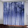 VividHome Blue Full Moon Forest Scene Curtains 3D Digital Printing Living Room Bedroom Home Decoration