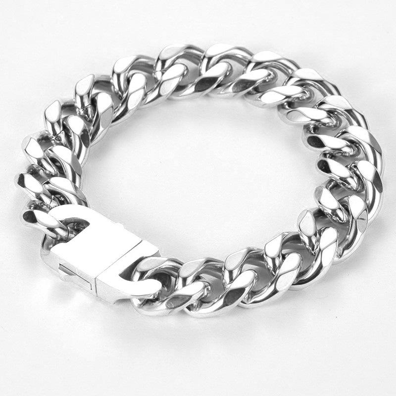 

2026 Classic Six-sided Grinding Bracelet 18K Fine Polishing Men s Bracelet Domineering Bracelet Accessories chain width 11mm*21cm