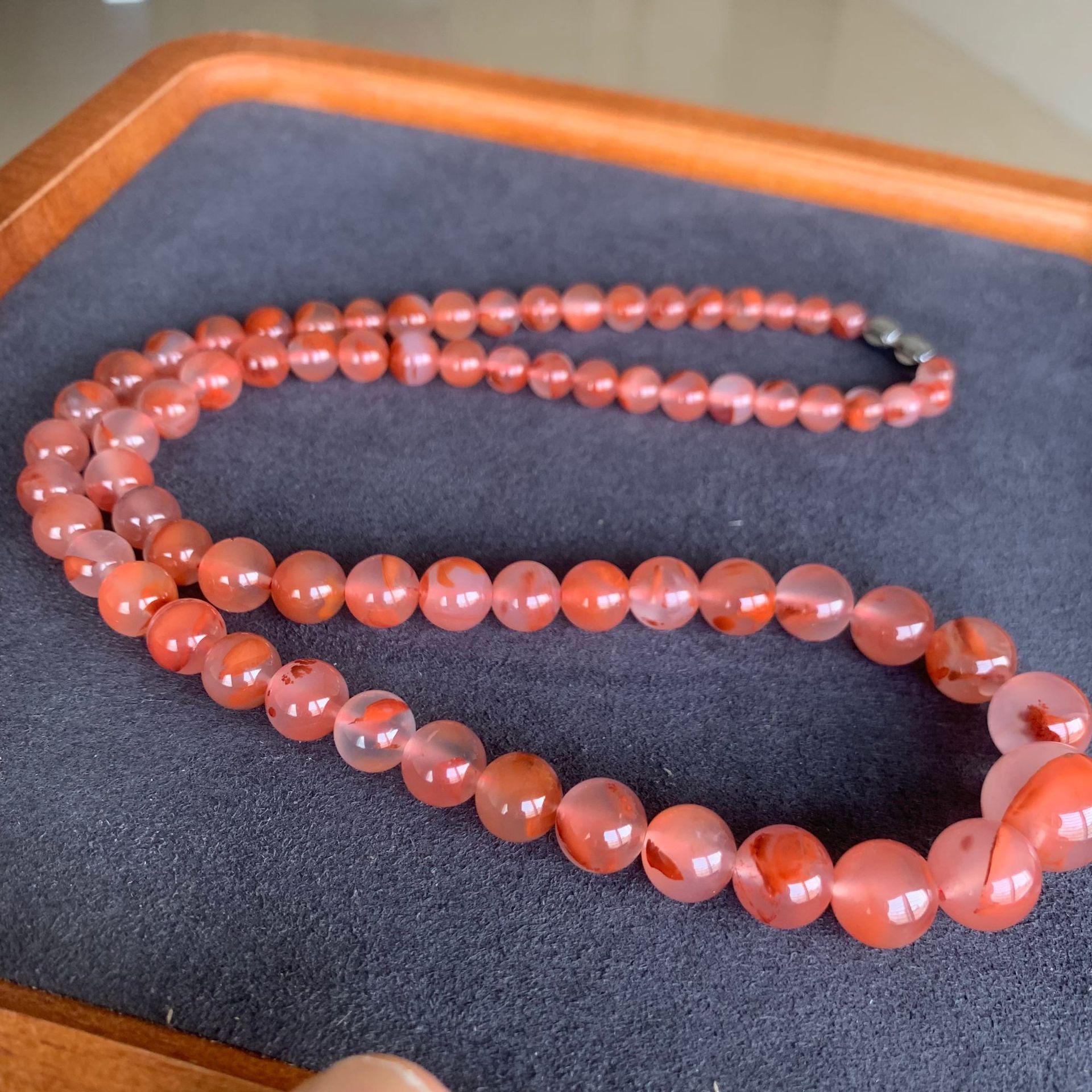Red and Clear Tower Chain Necklace with Floating Flowers