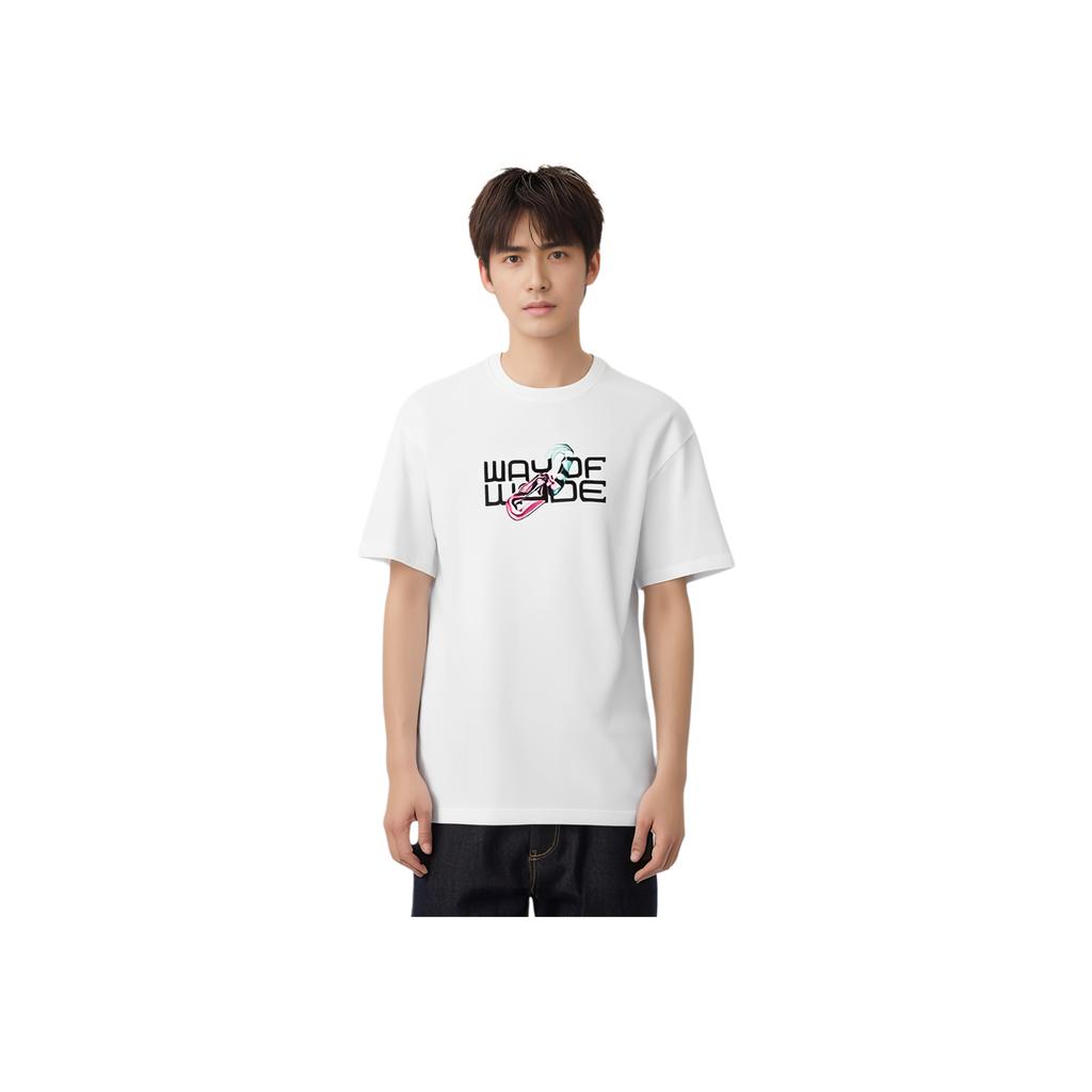 Li Ning Wade Series Logo Print T-shirt met Ronde Hals Unisex Tops Wit AHSS641-2K