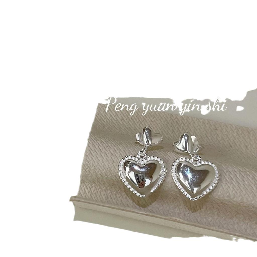 S925 Sterling Silver Heart Stud Earrings: Smooth, Versatile, Ins Style, High-End Feel