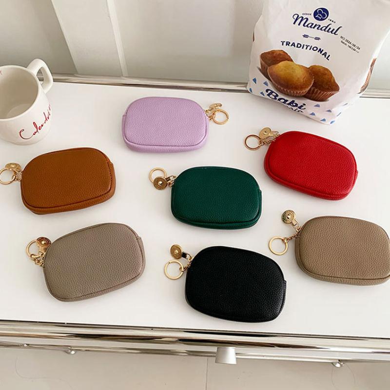 Mini Pu Keychain Coin Purse Lipstick Pouch Makeup Storage Earphone Storage Bag Wallet Korean Style Bag Pendant Accessories