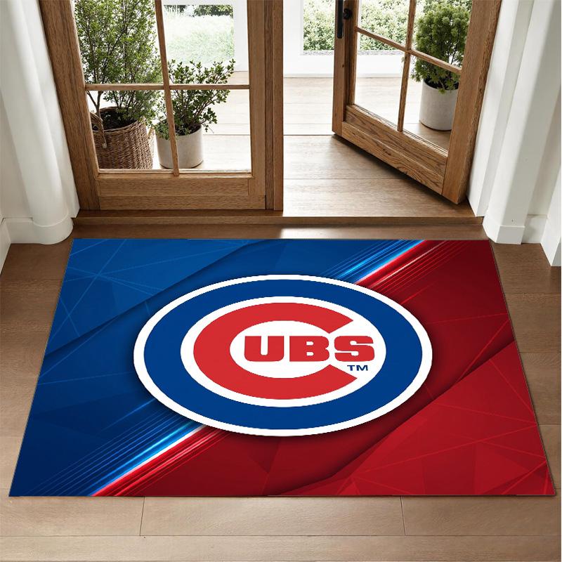 Chicago Cubs Design Crystal Velvet Rug Soft Decorative Mat for Bedroom Entrance