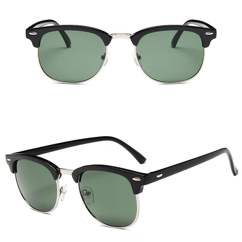 2PCS Classic Half Frame Sunglasses Men Women Fashion Sunglasses Male Rivet Popular Driving Eyewear