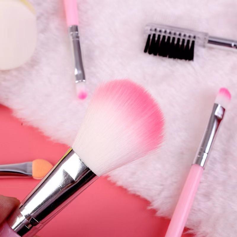 5-teiliges Make-up-Pinsel-Set, Augenbrauenpinsel, Lidschatten, loser Puderpinsel, Pudergrundierung, Rougepinsel, Lippenpinsel, Schwammstift