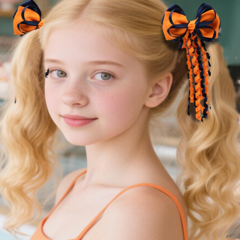 Festival Hair Clips Bow Hairpins Curly Ribbon Tassels Hair Decoration For Girls Hair Accessories