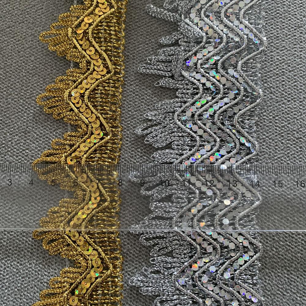 4 meters/13.12ft each pack Wavy Braided Lace Trim Ribbon Wave Golden Decorative Fabric Edge for Dress Sewing DIY Craft Wedding Garment Embellishment