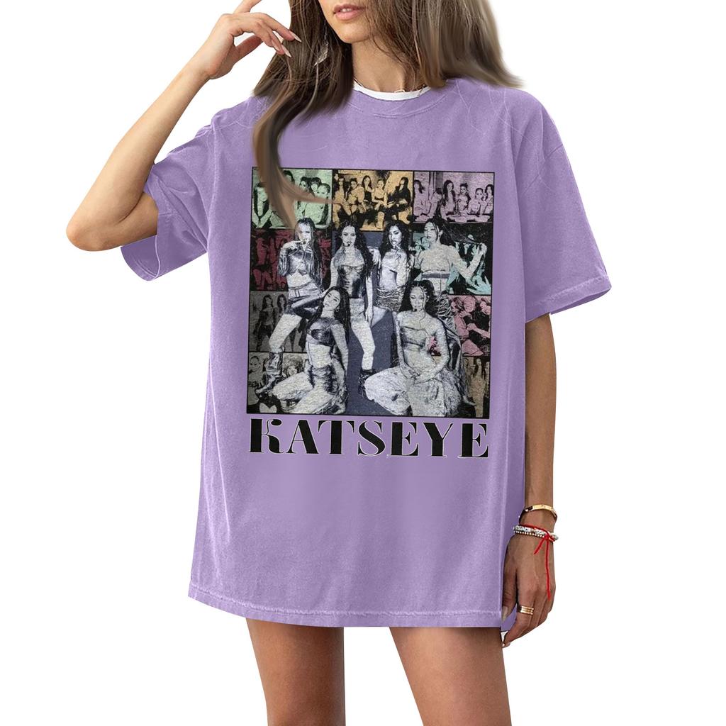 Dam T-shirt med tryck och rund hals och korta ärmar