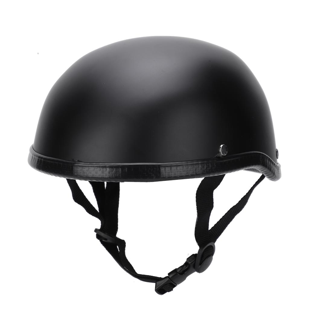 Motorcycle Low Profile Half Face Helmet Skull Cap Matte Black (M)