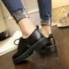 Black Classics Leather Platform Loafers Woman British Style Thick Heels Oxfords Shoes Women College Gothic Shoes Mujer