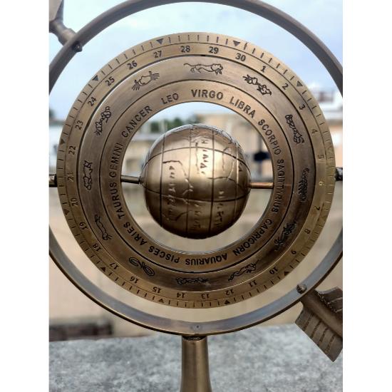 Brass Armillary Globe, Sphere Armillary Globe With Sundial Arrow, Astrolabe Armillary, Engraved Armillary, Table Top Décor, Christmas Gift,