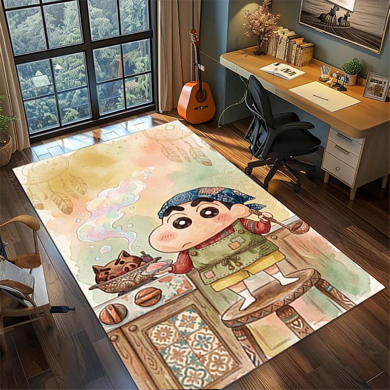 Non Slip Crayon Shin-chan Carpet Large Washable Area Rug for Gamer Room Bedroom Decor