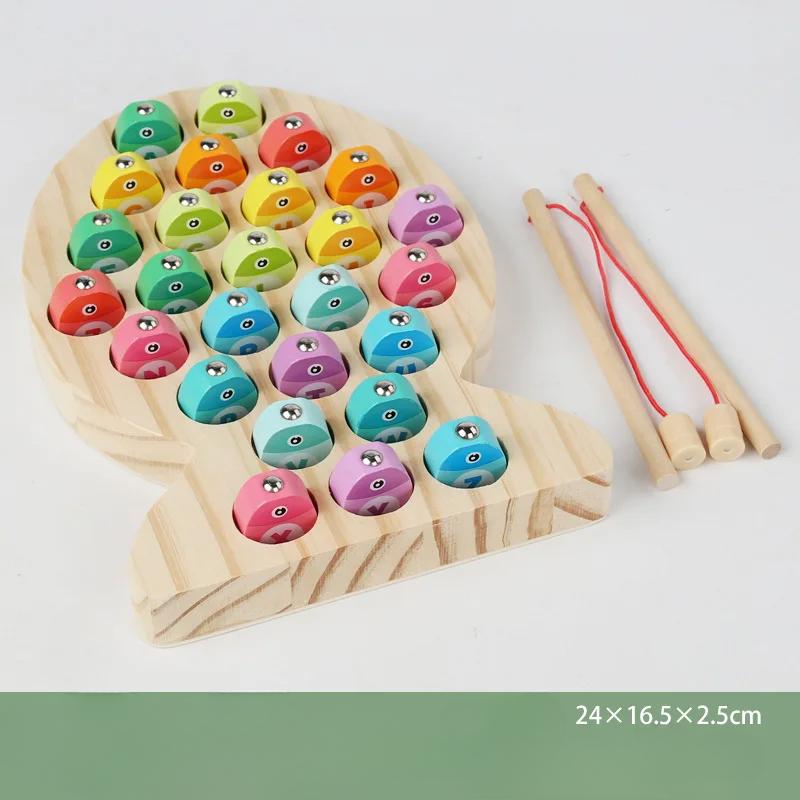 Wooden Children Fishing Toys Baby Montessori Early Education Toys Kids Ability Training Game Toddler Number Alphabet Learning