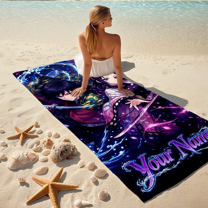Custom 1Pc Name Beach Towel Quick Dry Multiuse For Beach Pool Gym Yoga Home Travel Christmas Halloween Xmas Gift