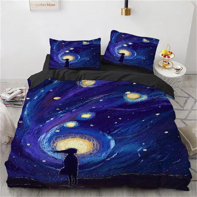 Starry Sky Art Down Comforter Set Bedding Set 3-piece Duvet Cover Set 135*200cm