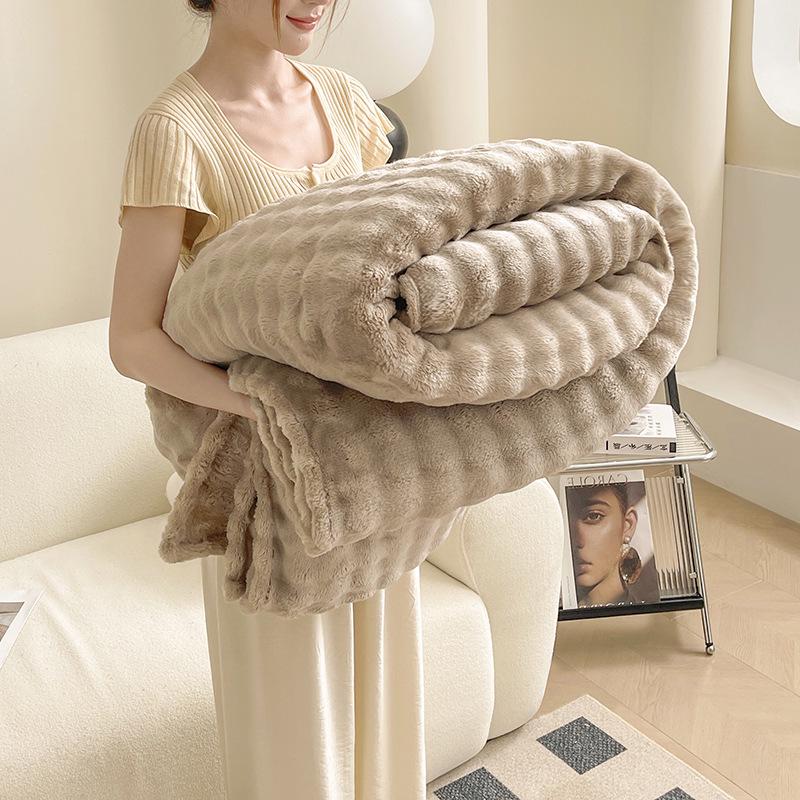 Verdickte Korallenfleece Kaninchen Plüschdecke für Bett und Büro