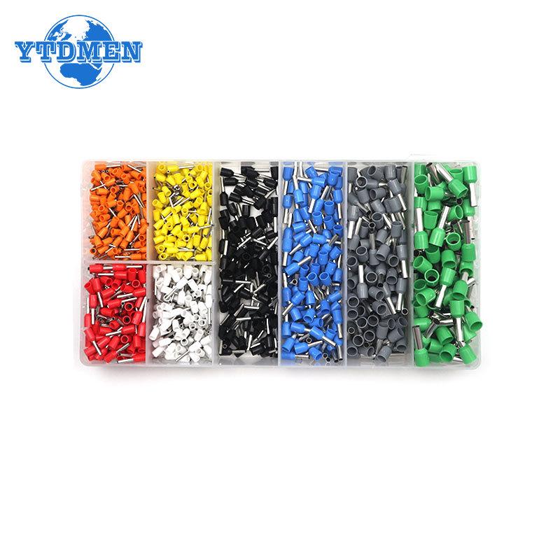 1200PCS E0506 E0508 E7508 E1008 E1508 E2508 Insulated Ferrules Terminal Block Cord Wire Connector Electrical Crimp Terminator