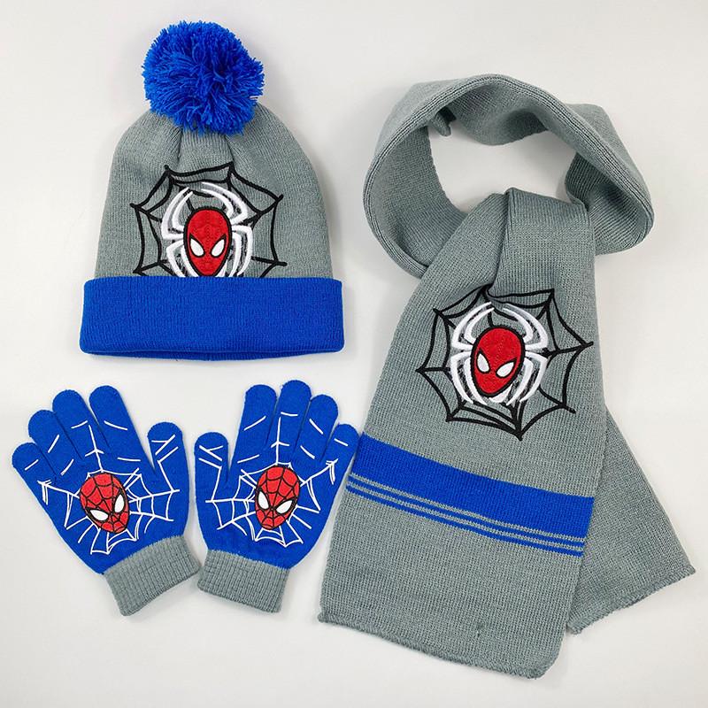 Cozy And Colorful Spider Man Knit Hat Scarf And Gloves Set For Boys Autumn Winter Outdoor Fun