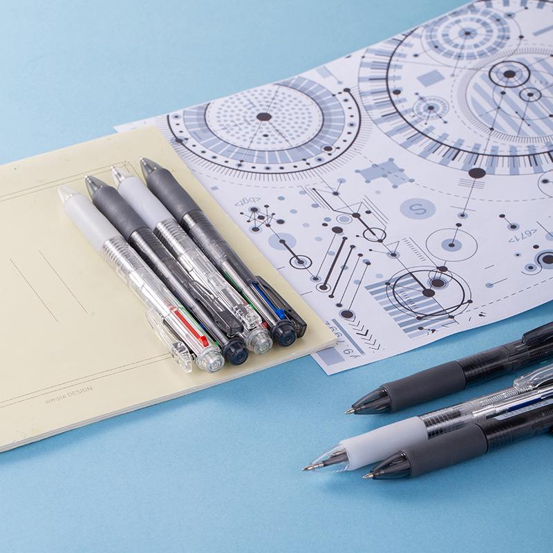 Deli Press-Type Multi-Color Ballpoint Pen, 0.7mm, Click-Action, Oil-Based for Students