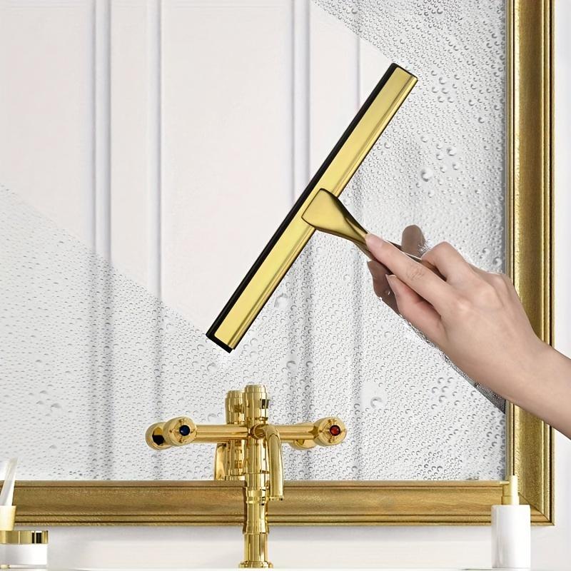 Multifunktionale 10-Zoll-Duschabzieher aus Messing und Edelstahl mit quadratischem Haken für Badezimmertüren, Fenster und Autofenster