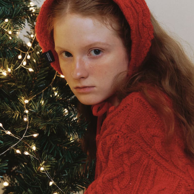 CLUNY Knitted Cable Hair Band - Red