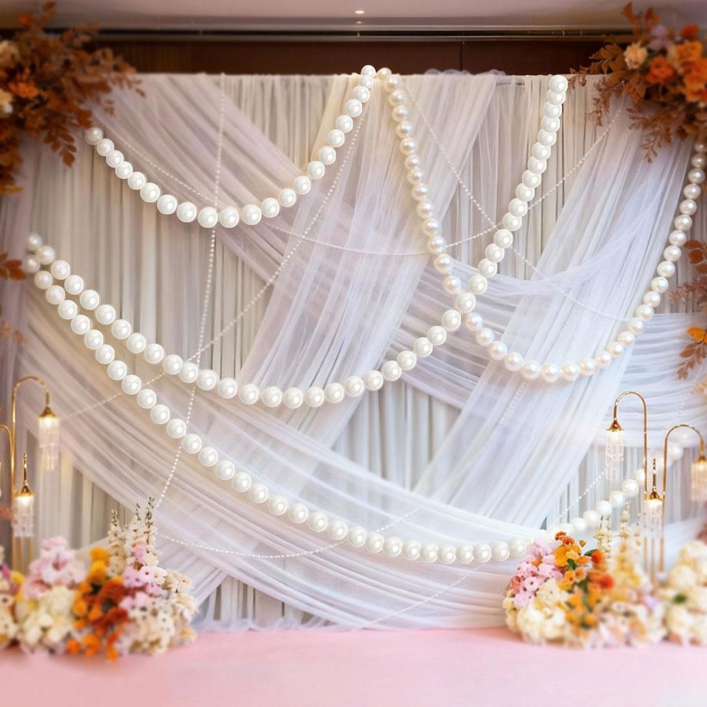 Grote nep-parelslinger voor bruiloftsachtergrond DIY Kralen Wandhanger Feest Kunstparels Kralenslinger Witte Bolhanger