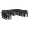 Outdoor Sofa Set 10 Pcs Black and Dark Grey Polyester
