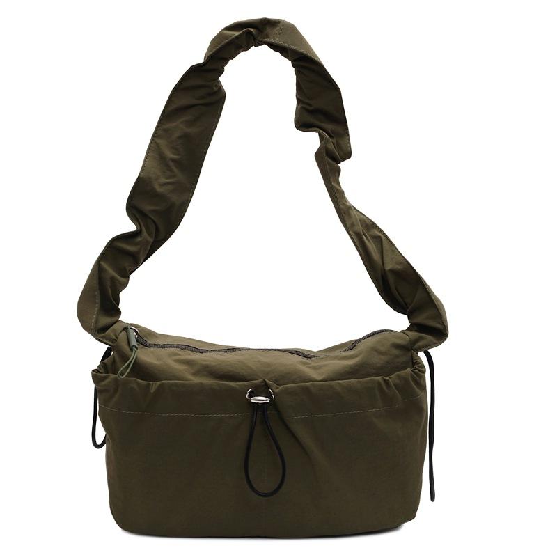 Drawstring Pleated Cloud Bag Women's Spring New Lightweight Nylon Shoulder Messenger Bag