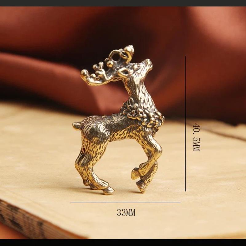 Solid Brass Sika Deer Figurines Hand Carved Details Durable For Home Office Desktop Decoration Gift Collection