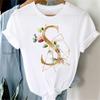 Women's Customized Short Sleeved T-shirts with Floral and Geometric Print Initials Summer Round Neck Fashionable Casual Short Sleeved Cotton T-shirts