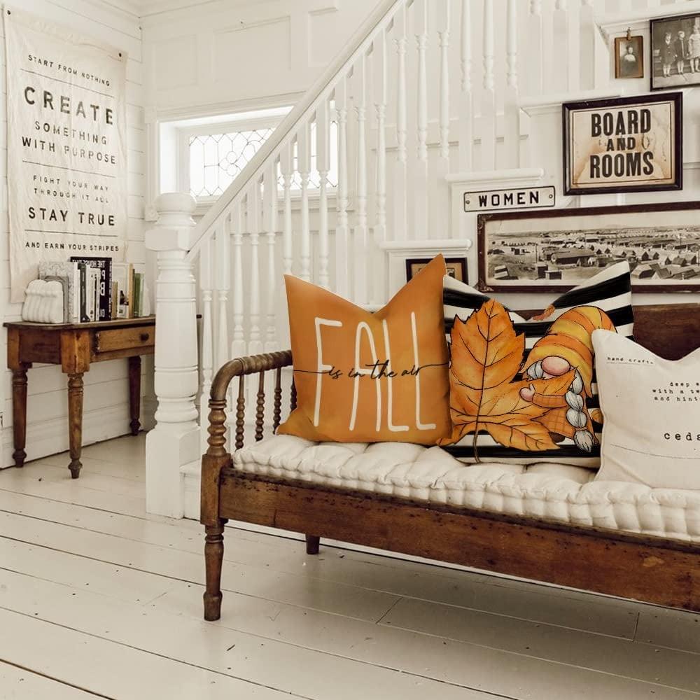 Fall Pillow Covers 18x18 Set For Fall Decor Maple Leaves Happy Outdoor Fall Pillows Decorative Throw Pillows 4pc
