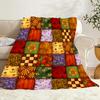 Vintage Floral Print Patchwork Fleece Blanket - Cozy, Soft, All-Season Decorative Blanket for Sofa, Office, Bedroom - Machine Wa