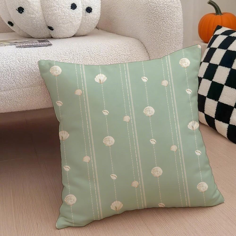 Casual Marine Vacation Elements Cushion Cover Throw Pillow Cover Hidden Button Durable Polyester Chair Cushion