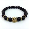 European & American Volcanic Stone Bracelet with Tiger Eye, Blue Turquoise Beads, and Owl Alloy Charm