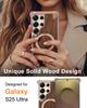 Eary Wood Case for Galaxy S25 S24 Ultra With 360° Rotation Kickstand Shockproof Protective Cover Unique Wooden Design Frameless
