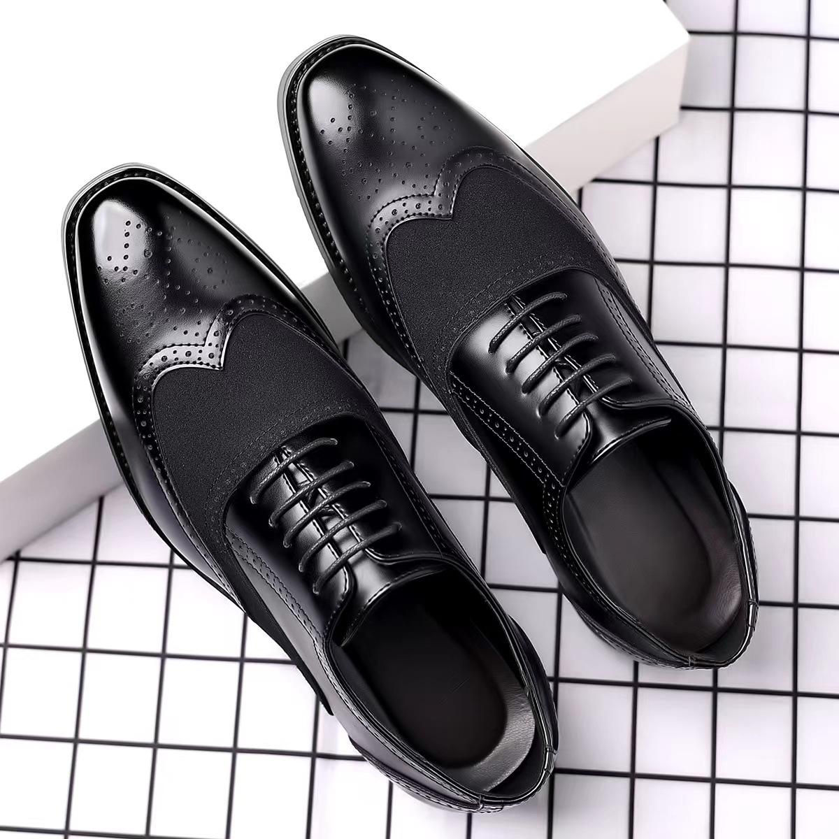 

20252025 популярные мужские остроносые деловые туфли, универсальные кожаные туфли, внешнеторговые, в британском стиле, модные мужские туфли 38 чёрный