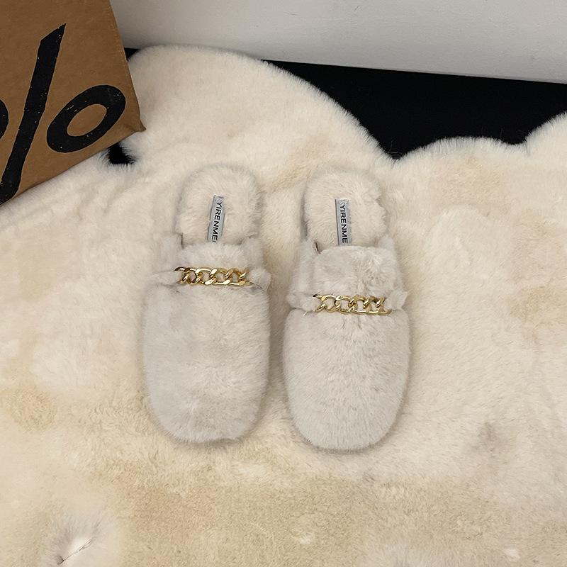 

Gentle fairy wind bag head drag new models in autumn and winter 2025, fashionable, comfortable and non-slip, one pedal, fluffy shoes, women 40