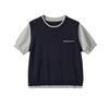 European and American Style, New Women's Clothing, Foreign Style, Round Neck Short-sleeved Spliced Knitted Top 3921051