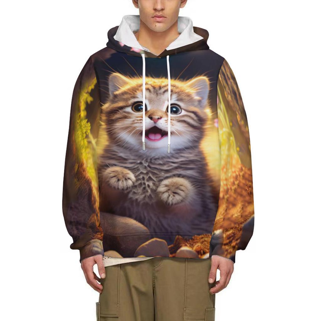 Modna Urocza Bluza z Kapturem z Nadrukiem  3D dla Zwierząt Domowych Kotów Męska Casualowa Bluza Harajuku Streetwear z Długim Rękawem Pulower