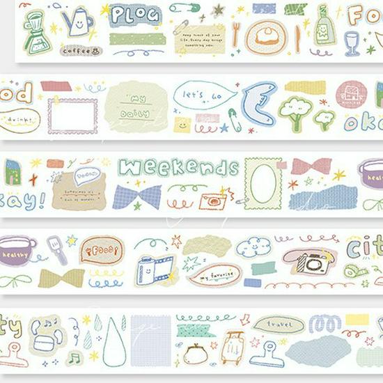 Orange Hand Account Studio Washi Tape: Cute Daily Collage Decoration with Ink Release Paper