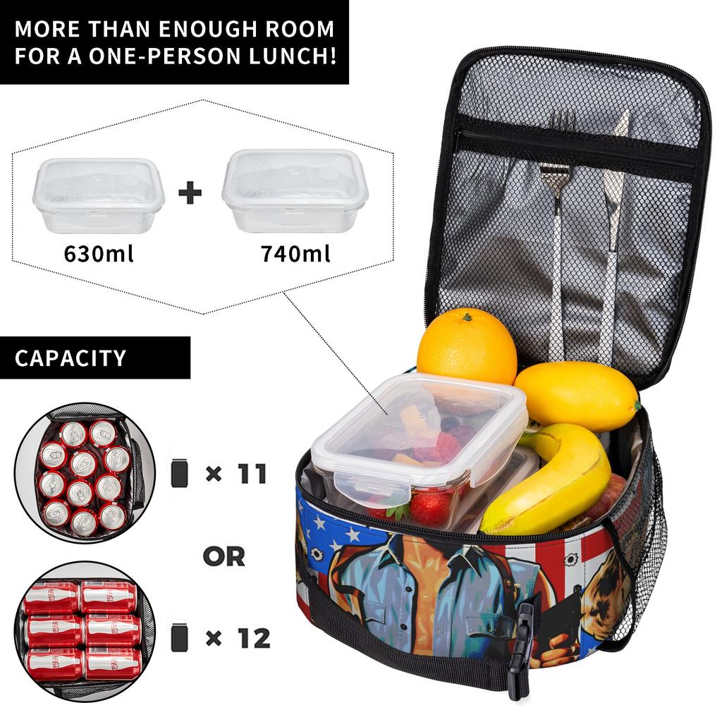Chucks Norris Lunch Bag  Portable Zipper Lunch Box Women School Custom Cooler Bag Fun Oxford Thermal Lunch Bags