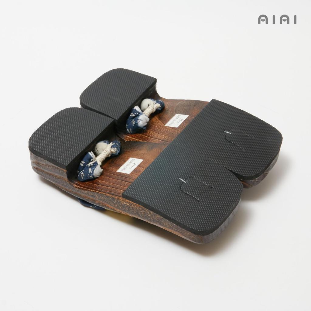 Aiai Men's Burnt Paulownia Wood Geta Sandals with Thick Straps for Comfort and Stability (Ukon Style) (Japanese Shoe Sizes, Adult, Alphabet) Tombo, LL