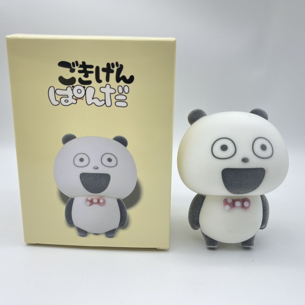 

New Super Cute And Lovely Smiling Face Flocking Panda Action Figure Kawai Desktop Decoration Toy Holiday Gift For Girls