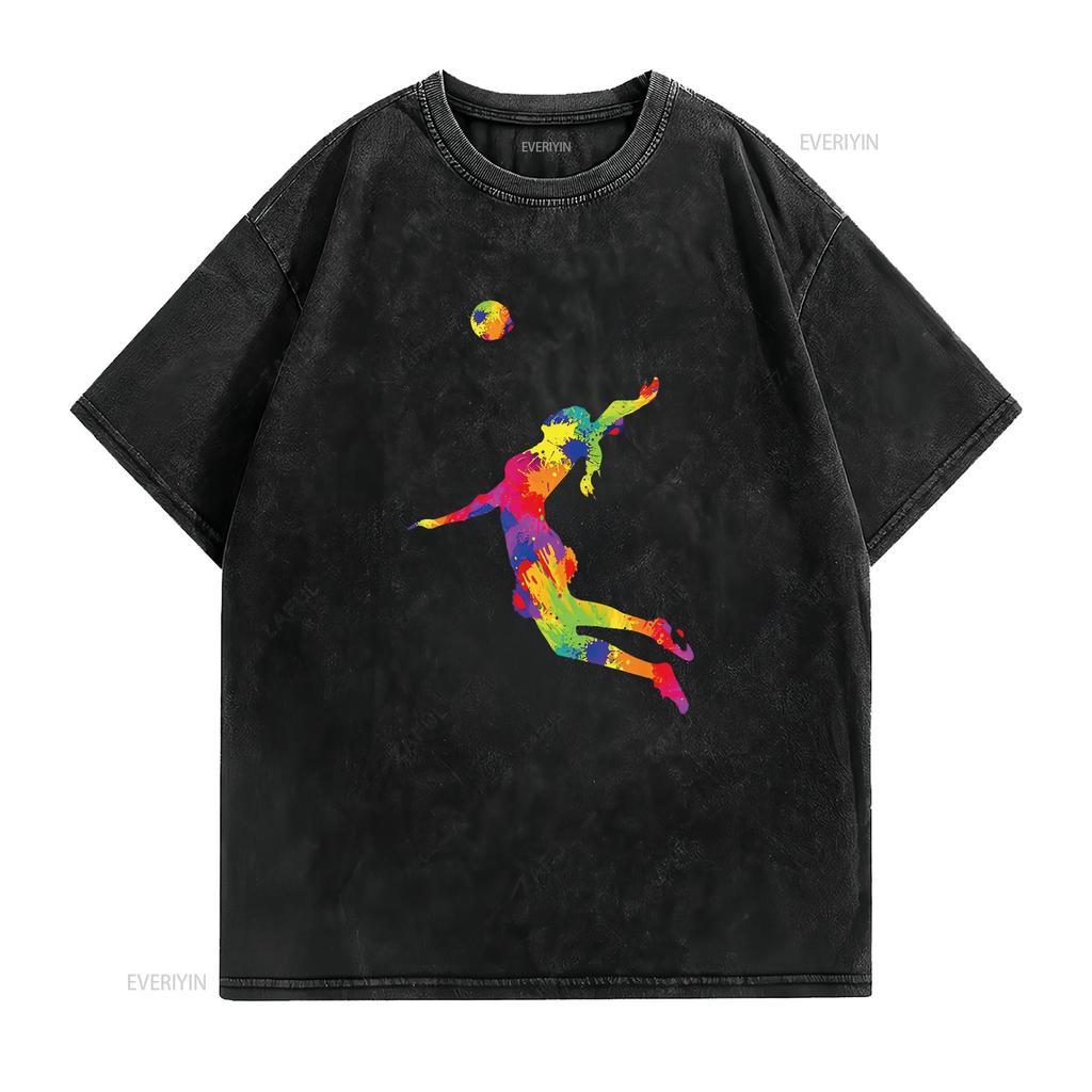 Womens Volleyball Girl Women Youth T Shirt vintage Washed Top For Everyday Wear designer clothes Casual Stylish graphic fashion