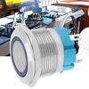 2PCS 4 Pin Self Locking Push Button Switch with Ring Light 22mm IP65 for Ship Car Modification(Blue 220VAC)