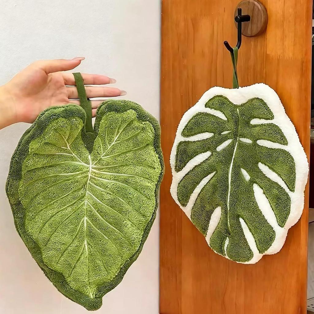 Leaves Hand Towel Bathroom Accessories Absorbent Kitchen Towel Soft Towel Hanging Towels Handkerchief Towels Home Wash Towels