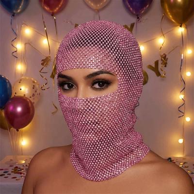 Zircon Rhinestone Mesh Veil Mesh Mask Turban Hat Luxury Fishnet Headhood Bride