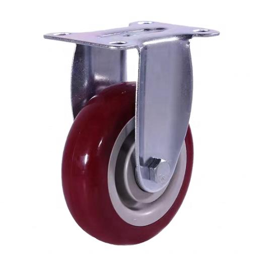 Adjustable 3" 4" 5" Red Universal Industrial Heavy Swivel Casters PU Medium with Brake Rotate Plate Furniture Workshop