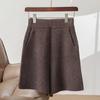 Women's High-Waisted Wool Knit Shorts – Autumn/Winter 2023, Solid Color, Thickened, Slim Three-Quarter Length