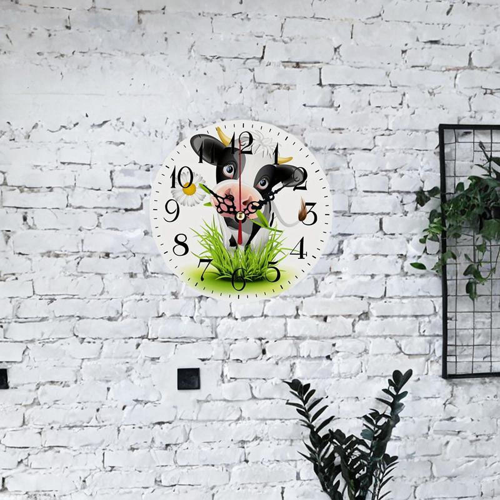 

Деревянные настенные часы с принтом коровы. Тихое Движение. для расслабляющего пространства. 30cm 12inch